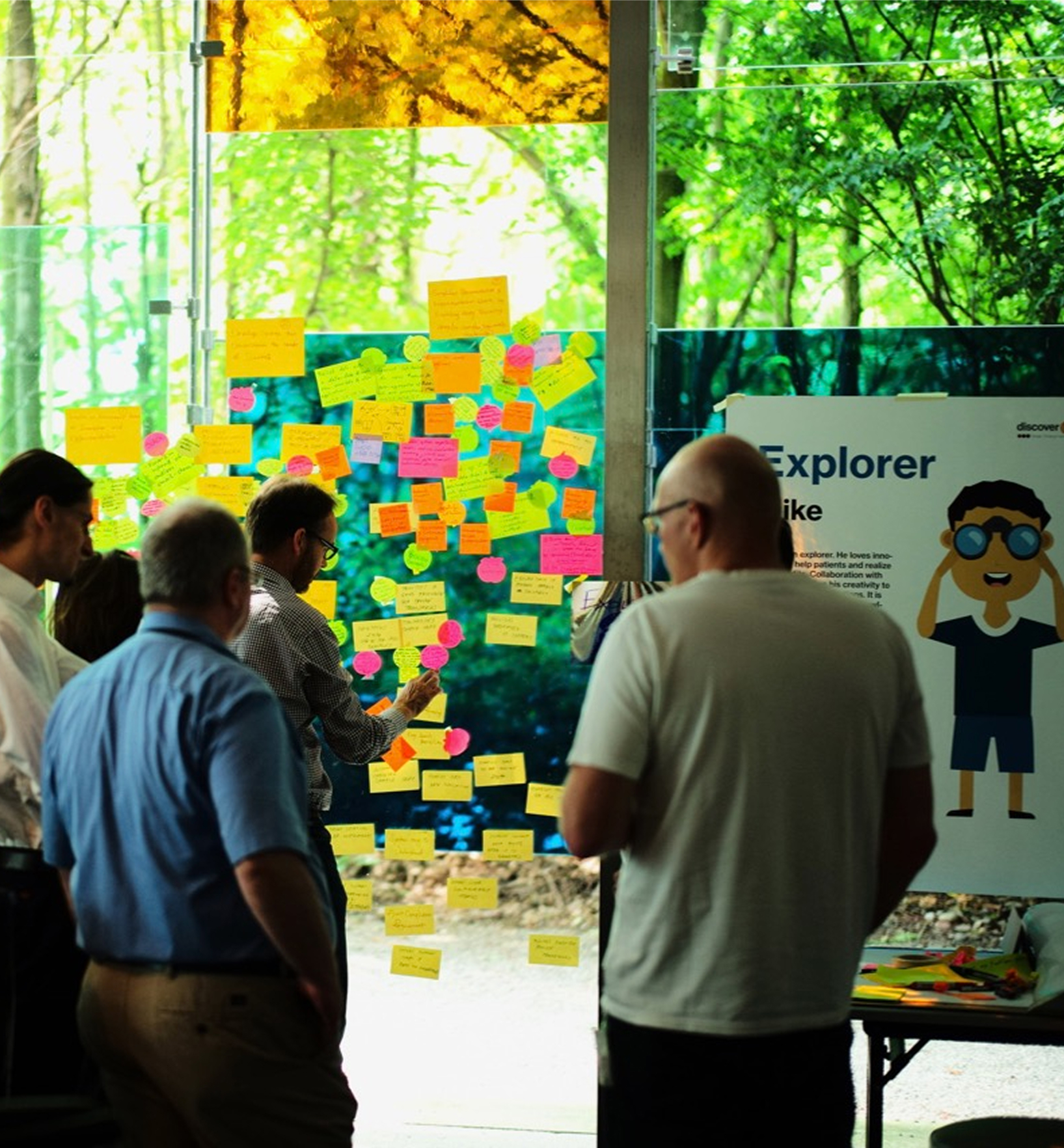Digital Labs workshop with participants and sticky notes
