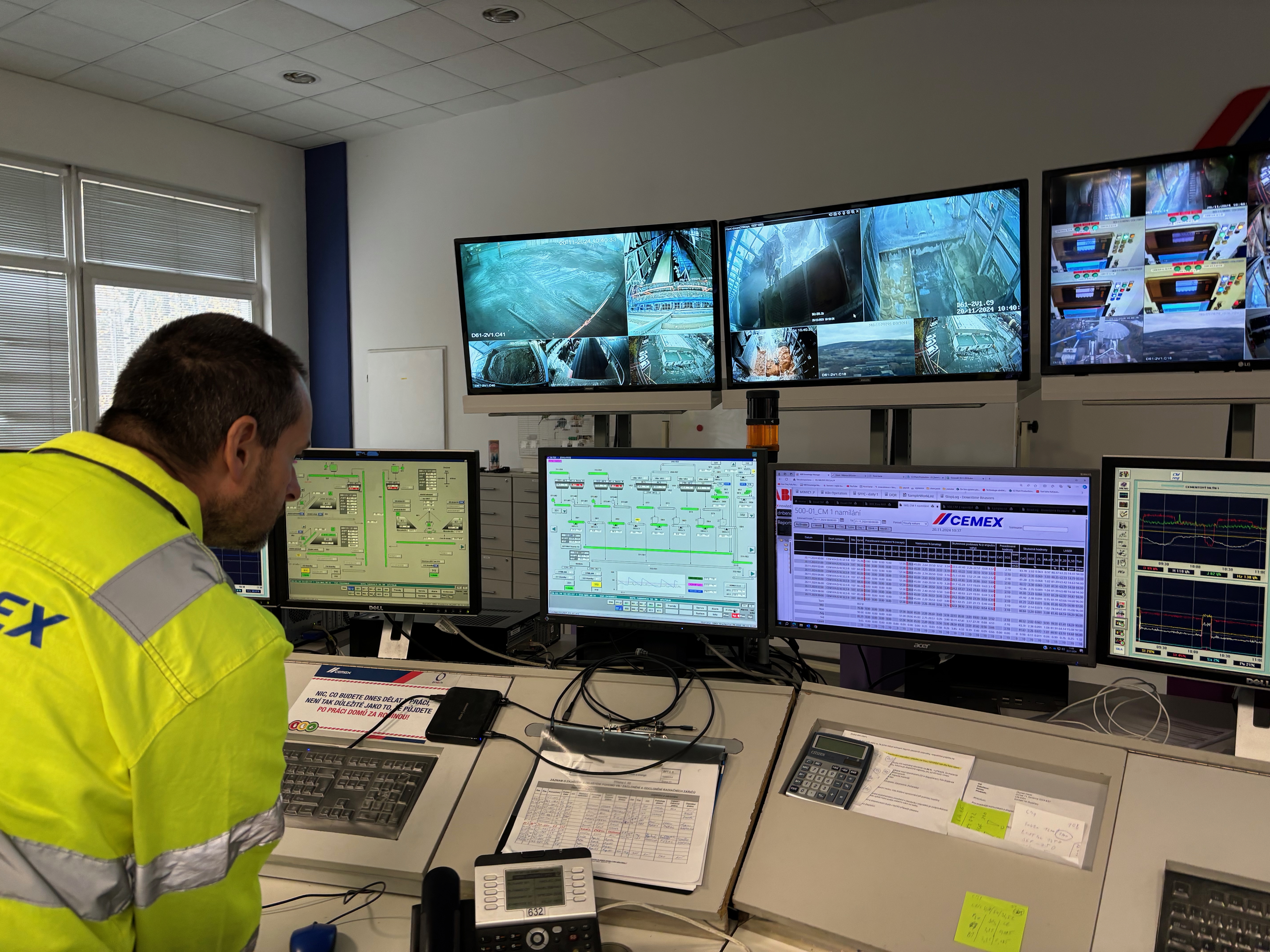CEMEX operator working in a plant control room