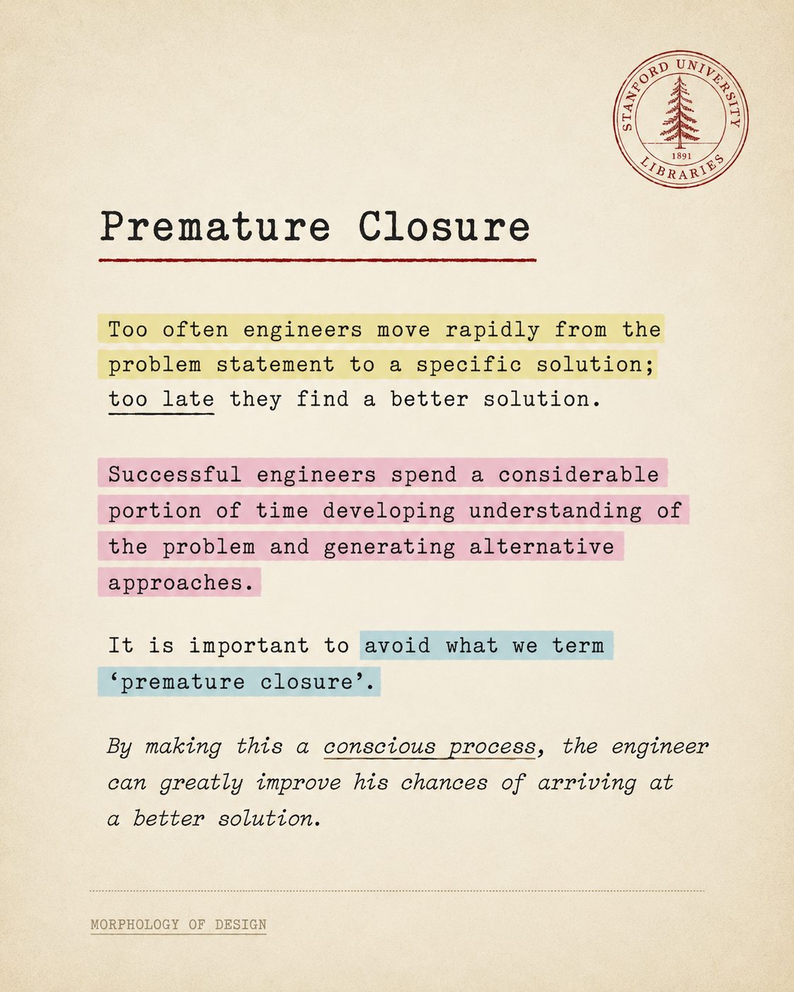 Stanford document excerpt on premature closure